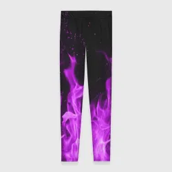 Леггинсы 3D Фиолетовый огонь violet flame neon