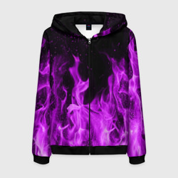 Мужская толстовка 3D на молнии Фиолетовый огонь violet flame neon