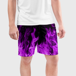 Мужские шорты спортивные Фиолетовый огонь violet flame neon - фото 2