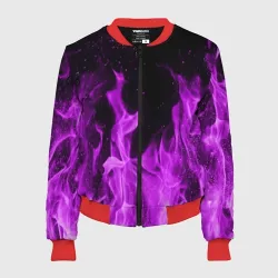 Женский бомбер 3D Фиолетовый огонь violet flame neon
