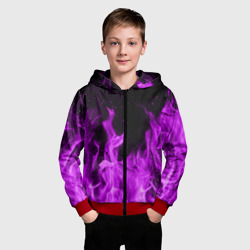 Детская толстовка 3D на молнии Фиолетовый огонь violet flame neon - фото 2