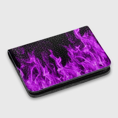 Картхолдер с принтом Фиолетовый огонь violet flame neon, цвет черный