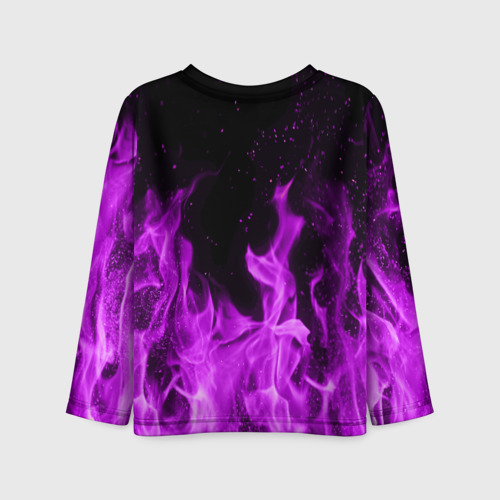 Детский лонгслив 3D Фиолетовый огонь violet flame neon, цвет 3D печать - фото 2