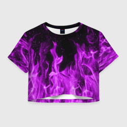 Женская футболка Crop-top 3D Фиолетовый огонь violet flame neon