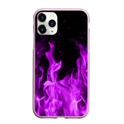 Чехол для iPhone 11 Pro Max матовый Фиолетовый огонь violet flame neon