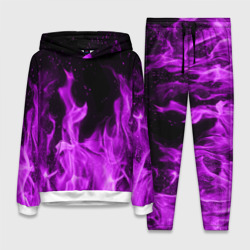 Женский костюм с толстовкой 3D Фиолетовый огонь violet flame neon