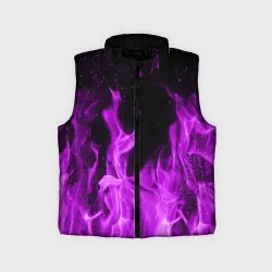 Детский жилет утепленный 3D Фиолетовый огонь violet flame neon