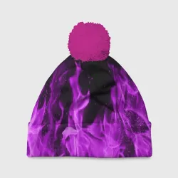Шапка 3D c помпоном Фиолетовый огонь violet flame neon