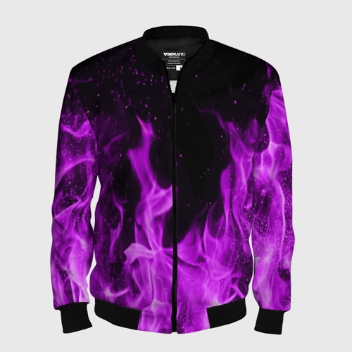 Мужской бомбер 3D Фиолетовый огонь violet flame neon