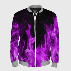 Мужской бомбер 3D Фиолетовый огонь violet flame neon