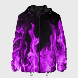 Мужская куртка 3D Фиолетовый огонь violet flame neon