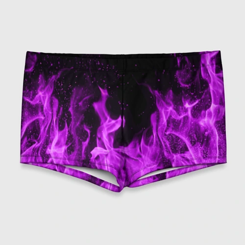 Мужские купальные плавки 3D Фиолетовый огонь violet flame neon
