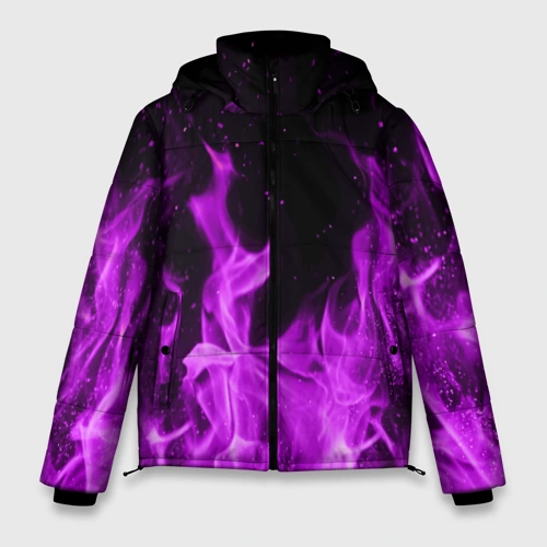 Мужская зимняя куртка 3D Фиолетовый огонь violet flame neon