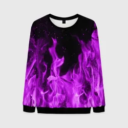 Мужской свитшот 3D Фиолетовый огонь violet flame neon