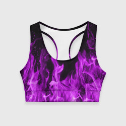 Женский спортивный топ 3D Фиолетовый огонь violet flame neon
