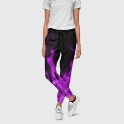 Женские брюки 3D ФИОЛЕТОВЫЙ ОГОНЬ | VIOLET FLAME NEON - фото 2