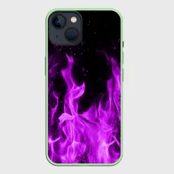 Чехол для iPhone 14 Фиолетовый огонь violet flame neon