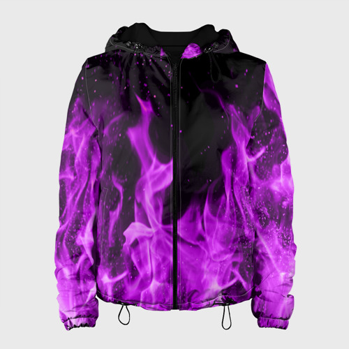 Женская куртка 3D Фиолетовый огонь violet flame neon, цвет черный