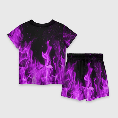 Детский костюм с шортами 3D Фиолетовый огонь violet flame neon, цвет 3D печать - фото 2