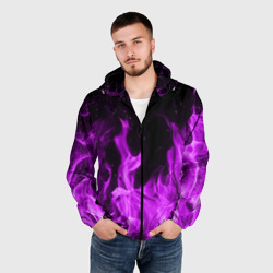 Мужская ветровка 3D Фиолетовый огонь violet flame neon - фото 2