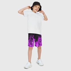 Детские спортивные шорты 3D Фиолетовый огонь violet flame neon - фото 2