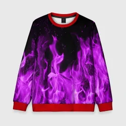 Детский свитшот 3D Фиолетовый огонь violet flame neon