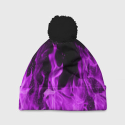 Шапка 3D c помпоном Фиолетовый огонь violet flame neon