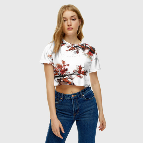 Женская футболка Crop-top 3D Сакура, цвет 3D печать - фото 4