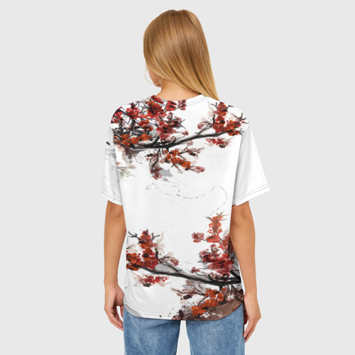 Женская футболка oversize 3D Сакура, цвет 3D печать - фото 4