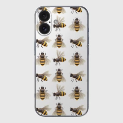 Чехол для iPhone 16 силиконовый с защитой камеры Пчелы