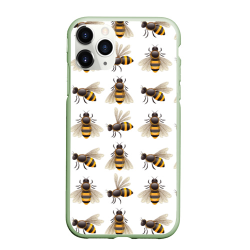 Чехол для iPhone 11 Pro матовый Пчелы, цвет салатовый