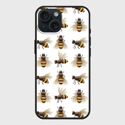Чехол силиконовый для Apple iPhone 15 матовый Пчелы