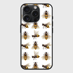 Чехол силиконовый для Apple iPhone 15 Pro матовый Пчелы