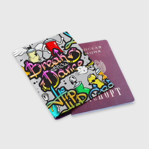 Обложка для паспорта матовая кожа Graffiti, цвет фиолетовый - фото 3