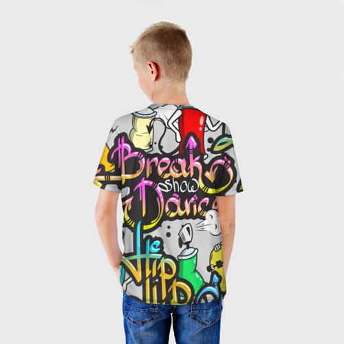 Детская футболка 3D с принтом Graffiti, вид сзади #2