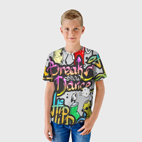 Детская футболка 3D с принтом Graffiti, фото на моделе #1