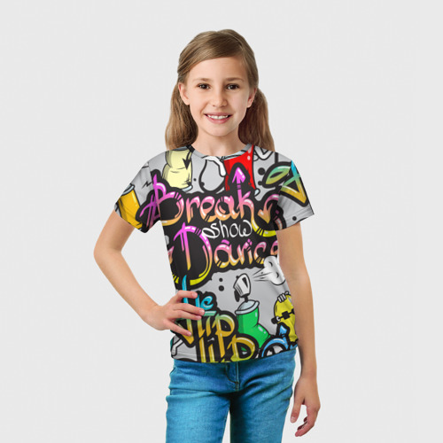 Детская футболка 3D с принтом Graffiti, вид сбоку #3
