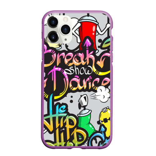 Чехол для iPhone 11 Pro Max матовый Graffiti, цвет фиолетовый