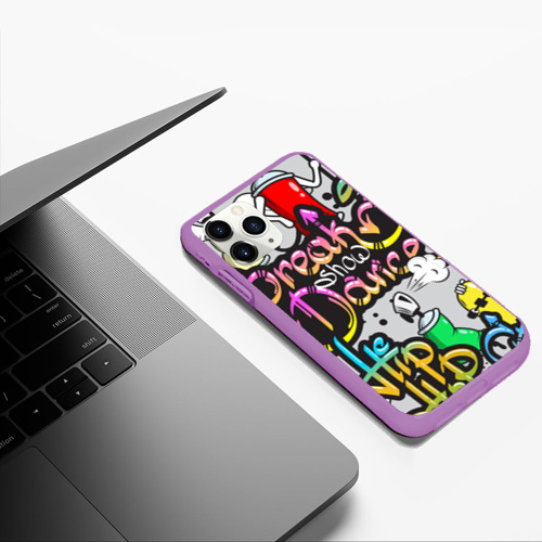 Чехол для iPhone 11 Pro Max матовый Graffiti, цвет фиолетовый - фото 5