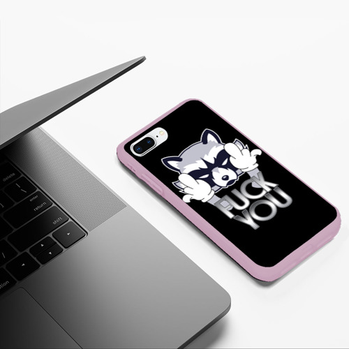 Чехол для iPhone 7Plus/8 Plus матовый Енот, цвет розовый - фото 5