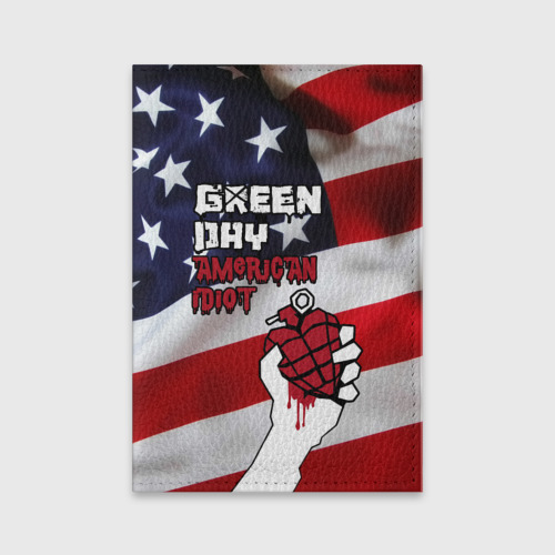 Обложка для паспорта матовая кожа Green Day American Idiot, цвет черный