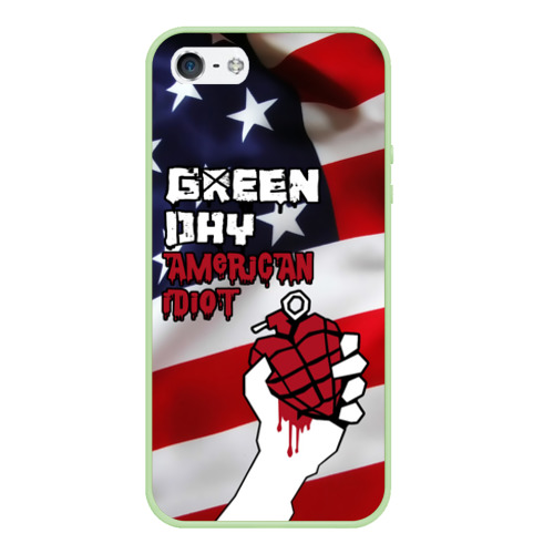 Чехол для iPhone 5/5S матовый Green Day American Idiot, цвет салатовый