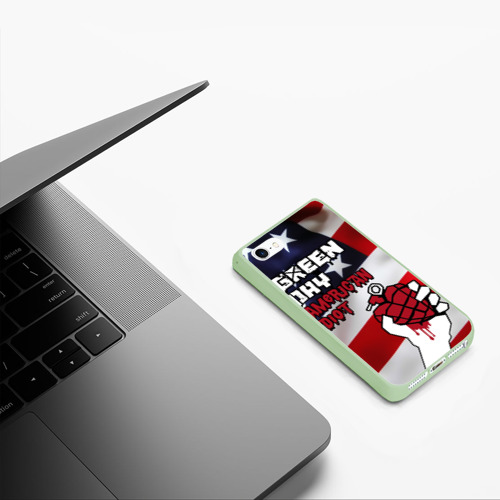 Чехол для iPhone 5/5S матовый Green Day American Idiot, цвет салатовый - фото 5