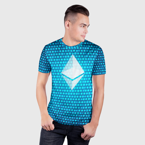 Мужская футболка 3D Slim Blue Ethereum - Синий Эфириум, цвет 3D печать - фото 3