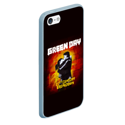 Чехол для iPhone 5/5S матовый Поцелуй Green Day, цвет голубой - фото 3