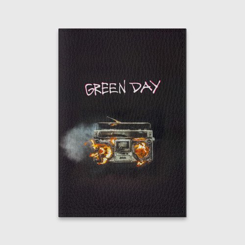 Обложка для паспорта матовая кожа Green Day магнитофон в огне