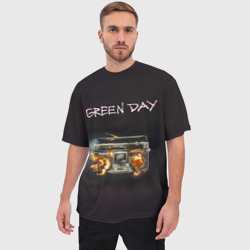 Мужская футболка oversize 3D Green Day магнитофон в огне - фото 2