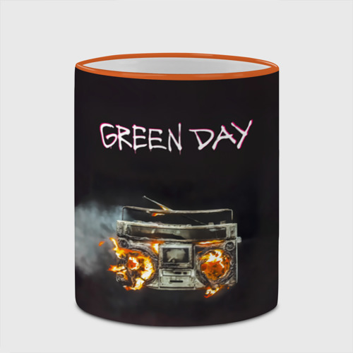 Кружка с полной запечаткой Green Day магнитофон в огне, цвет Кант оранжевый - фото 4