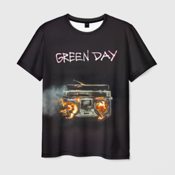 Мужская футболка 3D Green Day магнитофон в огне