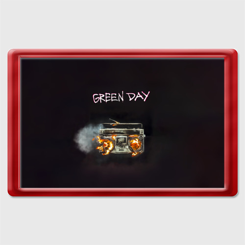 Магнит 45*70 Green Day магнитофон в огне, цвет красный